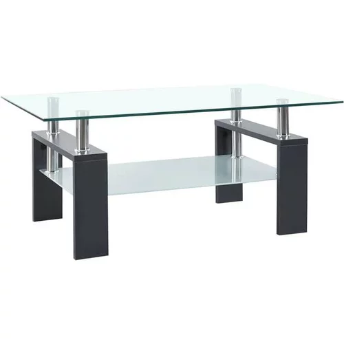  Klubska mizica siva in prozorna 95x55x40 cm kaljeno steklo