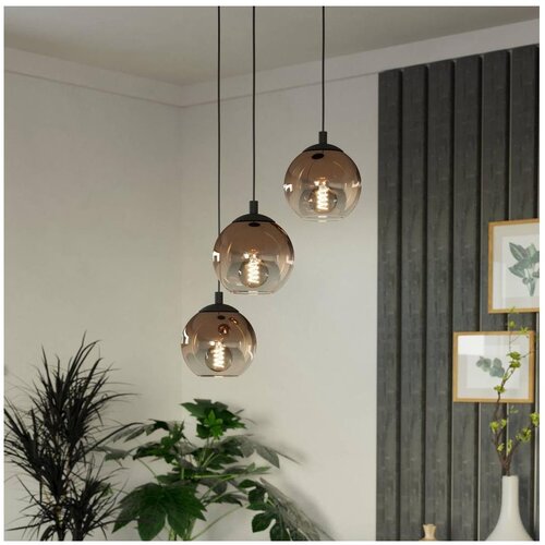 Eglo 901925 -  visilica na sajli ariscani 3xE27/60W/230V crna/bež/zadimljena Cene