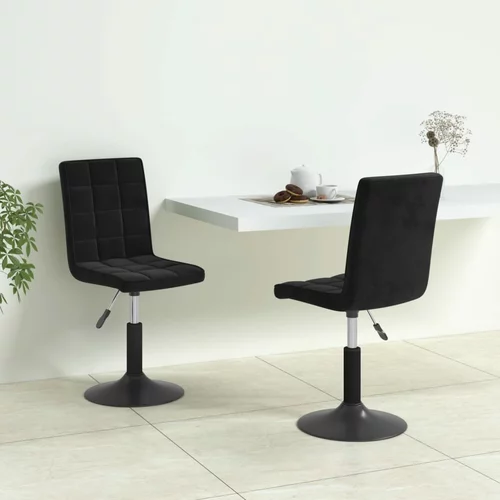 vidaXL Vrtljivi jedilni stoli 2 kosa črn žamet