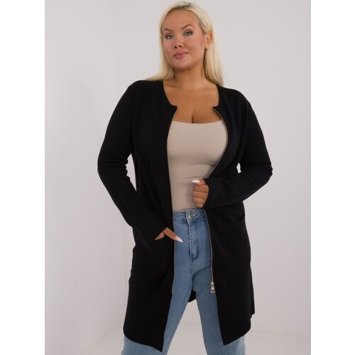 Fashion Hunters Black long sweater in larger size with zipper Cene