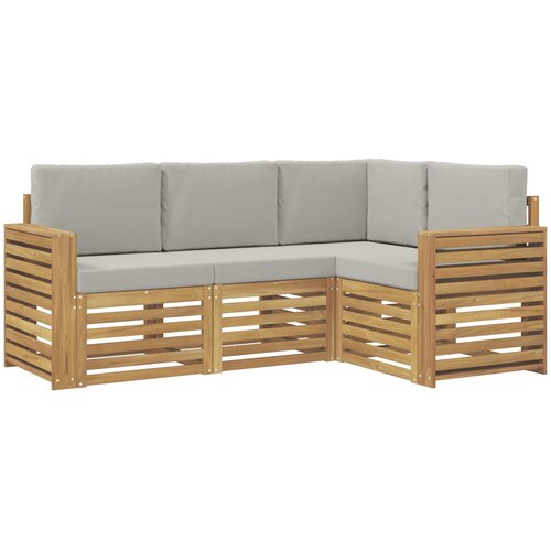 Set vanjskih sofa 4 kom. Bijela i svjetlosiva Poliester 191 x 132,5 x 73 cm Slike