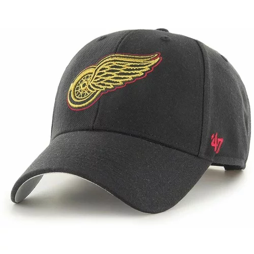 47 Brand Kapa sa šiltom NHL Detroit Red Wings boja: crna, s aplikacijom, H-MTLCS05WBP-BKA