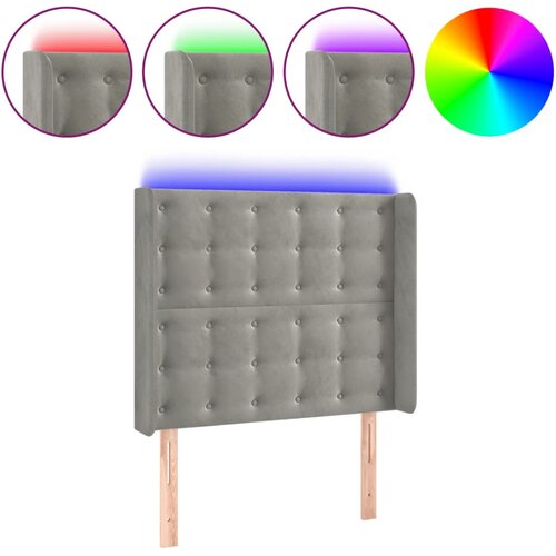 VidaXL LED posteljno vzglavje svetlo sivo 83x16x118/128 cm žamet, (20793964) Slike