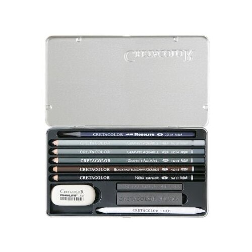  Umjetnički kpl Cretacolor artino graphite 10/1 (monolitni grafit, crni pastel, olovke, gumica&amp;hellip;) Slike