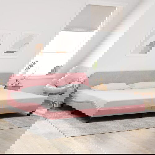 Furnova Posteljni okvir z vzglavjem roza 200x200 cm žamet, (21939006) Slike