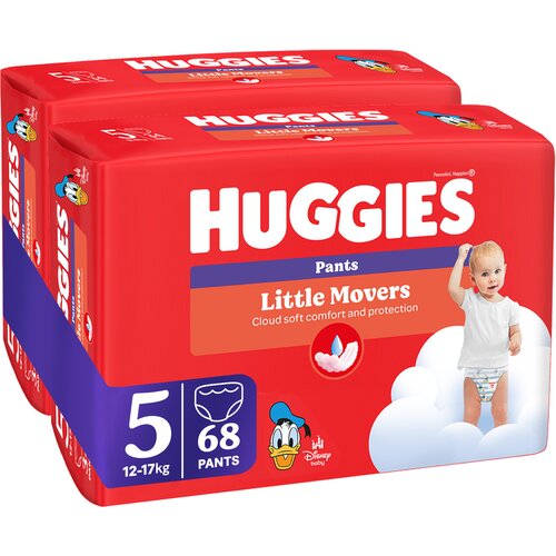 Huggies Pelene gaćice Little Movers, Duo Pack (5), 12-17kg, 68 komada Cene