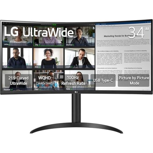 LG 34&rdquo; UltraWide curved monitoVA, WQHD 3440&times;1440, 300cd100Hz, 5ms, HDMI, DP, Type-C, HAS, Tilt Cijene