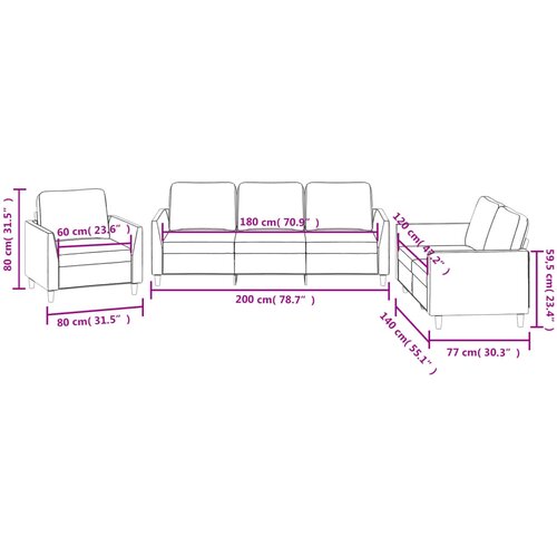  3-dijelni set sofa s jastucima boja vina od umjetne kože Slike