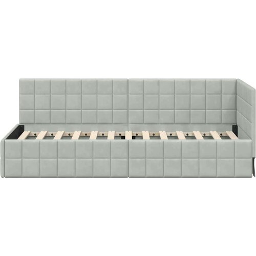 VidaXL kutni okvir kreveta s uzglavljem svjetlosiva 80 x 200 cm bar&amp;scaron;un Slike