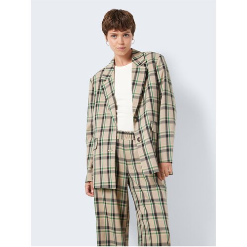 Noisy May Beige ladies oversize checkered jacket Laura - Ladies Cene