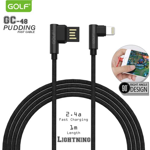 USB kabl za iphone 1m 90Â° golf GC-48I crni Slike