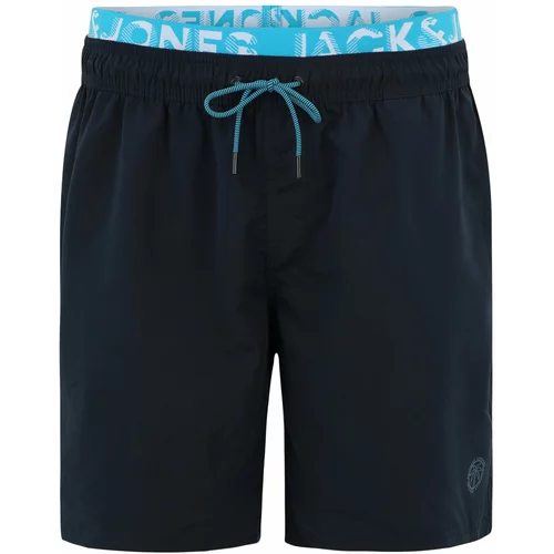 Jack & Jones Plus Kupaće hlače 'FIJI' mornarsko plava / akvamarin / bijela