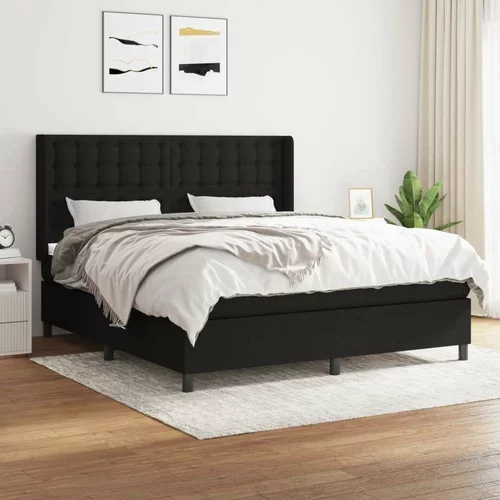  Box spring postelja z vzmetnico črna 160x200 cm blago, (20896970)