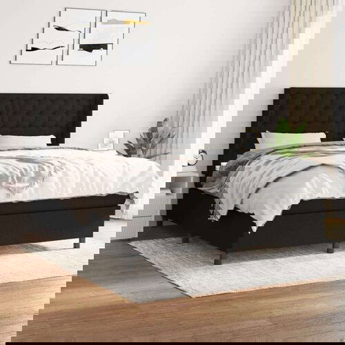  Krevet s oprugama i madracem crni 160x200 cm od tkanine Slike