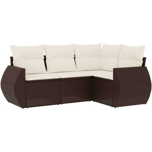 VidaXL 4-dijelni set vrtnih sofa od poliratana s jastucima smeđi Slike