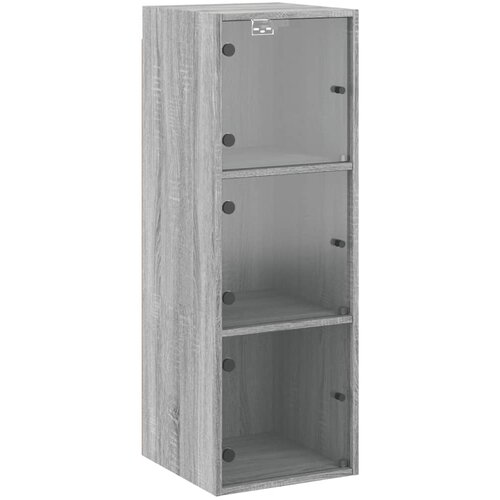 Maison Chic stenska omarica - zidna omarica s steklenimi vrati siva sonoma 35x37x100 cm iu914, (22063463) Slike