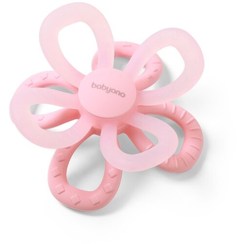 BabyOno Silicone Teether Flower grizalo Pink 1 kos Slike