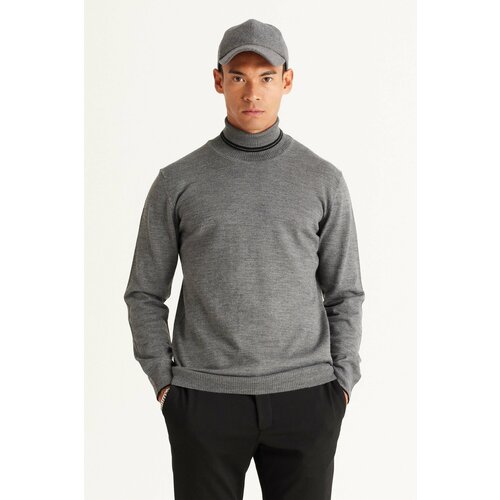 ALTINYILDIZ CLASSICS Men's Anthracite Standard Fit Normal Cut Full Turtleneck Knitwear Sweater. Slike