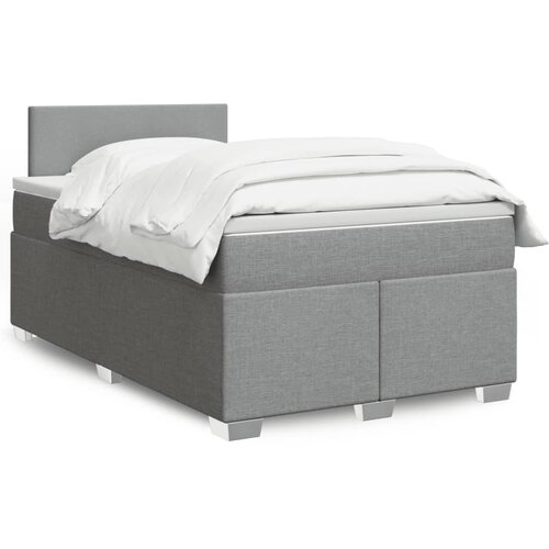 VidaXL Box spring postelja z vzmetnico svetlo siva 120x200 cm blago Slike