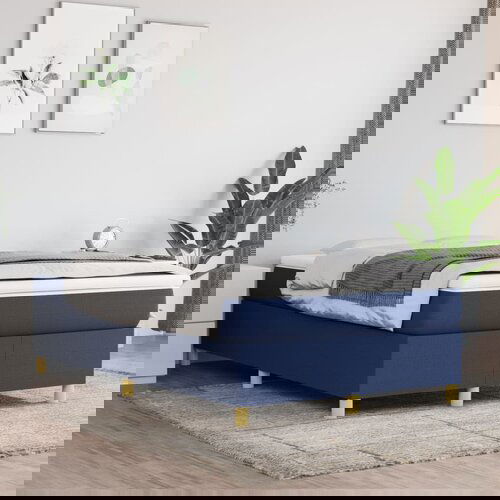 VidaXL Krevet s oprugama i madracem plavi 120 x 200 cm od tkanine Slike