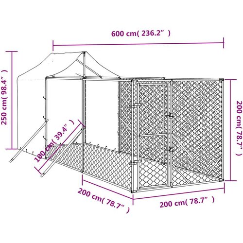  Vanjski kavez za pse s krovom srebrni 2x6x2 5 m pocinčani čelik Slike