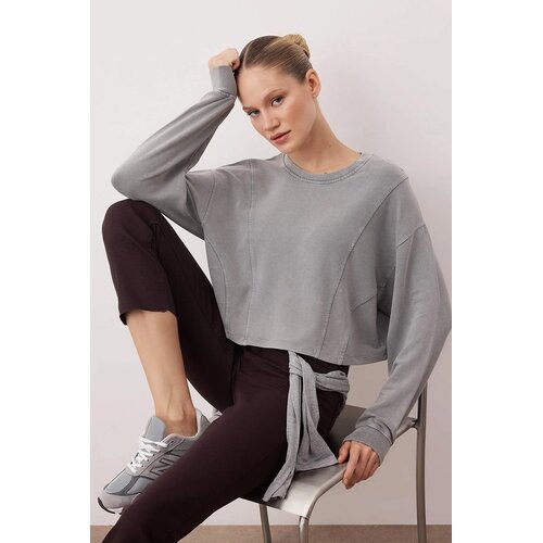 TRENDYOLMILLA ženski duks Twoaw26Sw00237, Siva Cene