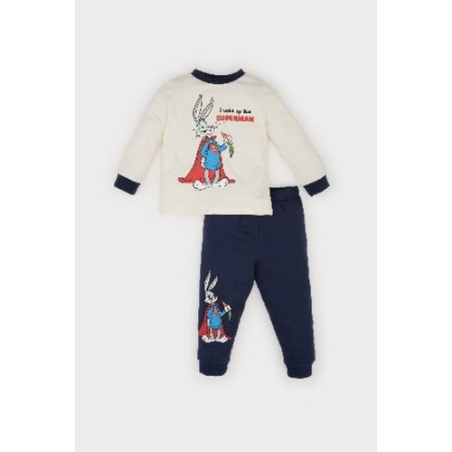 Defacto Baby Boy Looney Tunes Pajama Set Combed Cotton Crew Neck Long Sleeve Top Elastic Waist Long Bottom D53 Slike