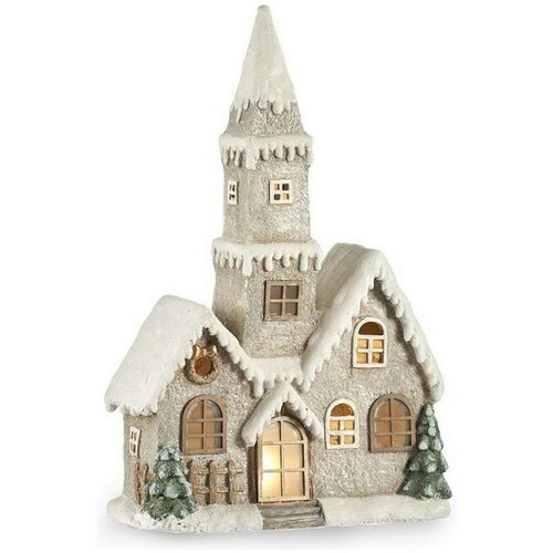  Ukrasna figura kuća Crăciun LED Svjetlo Glazba Siva Bijela Smeđa Zelena magnezij 21 x 77 x 48 cm Slike