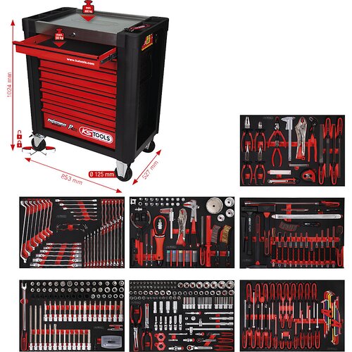 Ks Tools 8107397 kolica za alat Boja proizvođača: crna, crvena Cijene