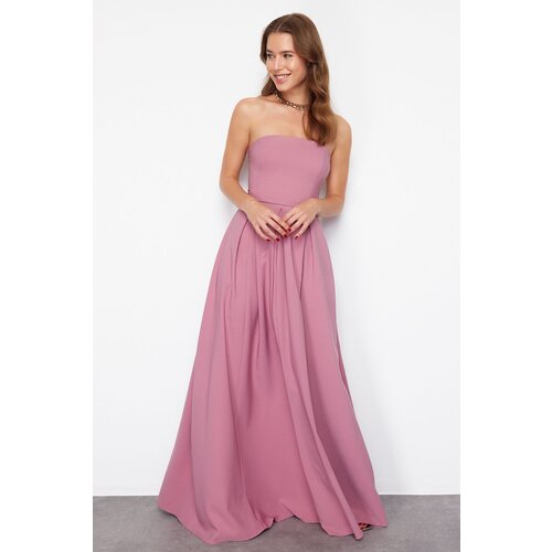 Trendyol Dusty Rose Strapless Woven Long Evening Dress Slike