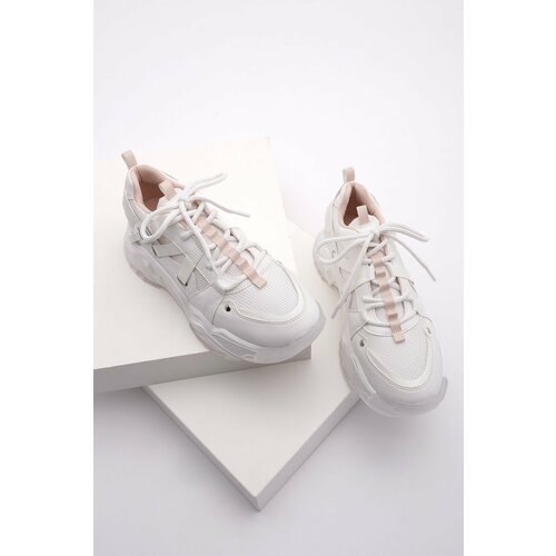 Marjin Women's High Transparent Sole Sneaker Lace-Up Sneakers Ojis white. Slike