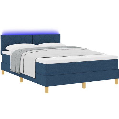 vidaXL Krevet na prozoru s madracem i LED plavi 140x190 cm tkanina Cijene