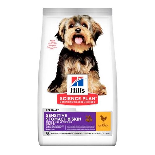 Hill’s Science Plan Adult Small&Mini Sensitive Stomach & Skin 1,5kg, Pseća Hrana Slike