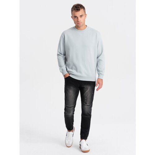 Ombre Men's marbled JOGGERS pants with rubbed edges - black Cijene