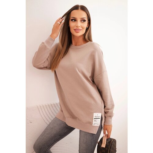 Kesi Women&amp;#039;s oversized sweatshirt with long sleeves dark beige Slike