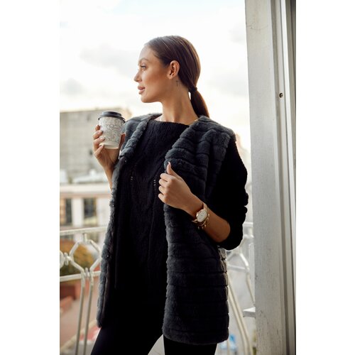 Fasardi Graphite fur vest for women Slike