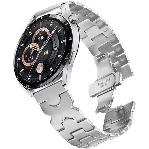 INF 22 mm pa&scaron;ček iz nerjavečega jekla z zaponko metuljček za Samsung Galaxy Watch, serija Huawei Silver, (22076737) Cene