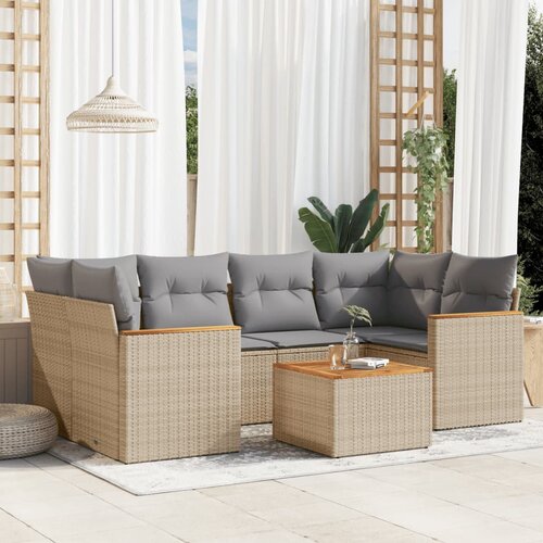 vidaXL 7-dijelni set vrtnih sofa s jastucima bež od poliratana Cijene