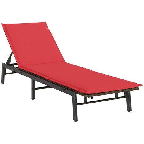 vidaXL Ležalnik z blazino rjav poli ratan, (5000296547) Cene