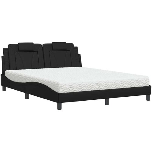  Krevet s madracem crni 160 x 200 cm od umjetne kože Slike