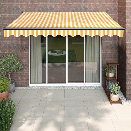 Tenda na uvlačenje žuto-bijela 3,5 x 2,5 m tkanina i aluminij Cijene