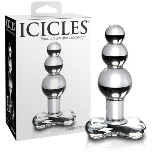 Icicles No. 47 - stekleni analni dildo s trojnimi kroglicami (prosojen) Slike