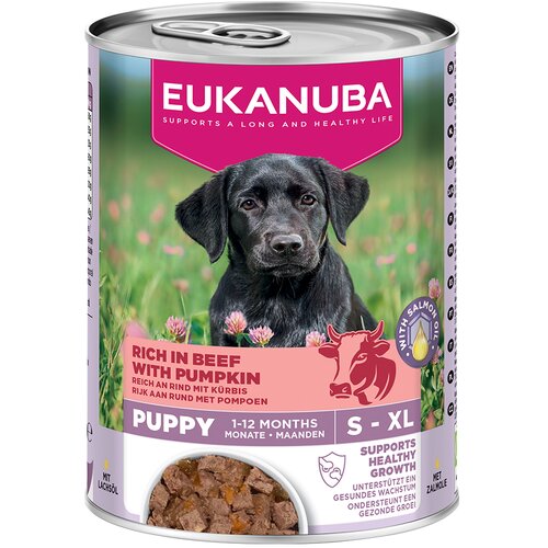  18 + 6 gratis! 24 x 400 g Eukanuba - Puppy bogato govedinom s bundevom Slike