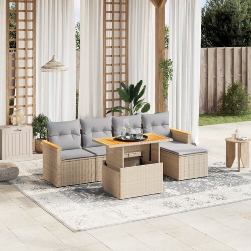 vidaXL 6-dijelni set vrtnih sofa s jastucima bež od poliratana Cijene