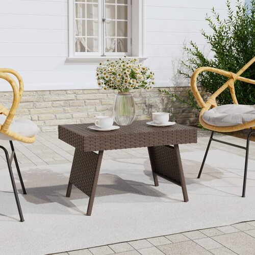 VidaXL Zložljiva stranska mizica rjava 60x40x38 cm poli ratan Slike
