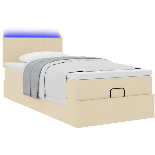 VidaXL otomanski okvir kreveta s madraca krem 80x200cm od tkanine Slike