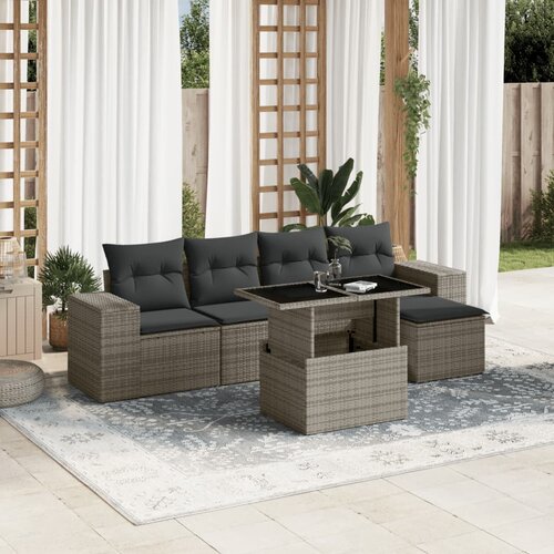 vidaXL 6-dijelni set vrtnih sofa od poliratana s jastucima sivi Cijene