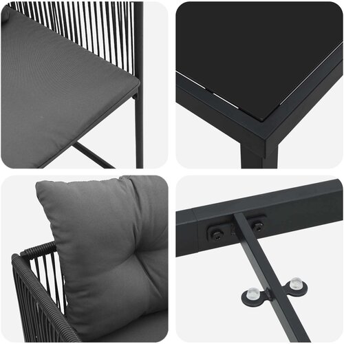  Vrtni set za objed 5 pcs Crna i antracit 140 x 80 x 73 cm Slike