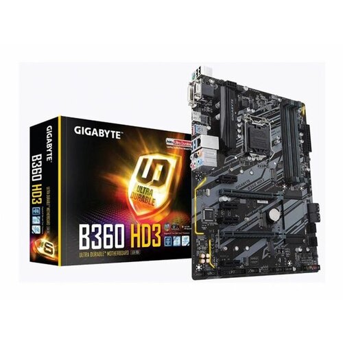 Gigabyte B365 HD3, Intel B365, VGA by CPU, 2xPCI-Ex16, 4xDDR4, 2xM.2, VGA/DVI/HDMI/USB3.1(Gen1), ATX (Socket 1151) matična ploča Slike