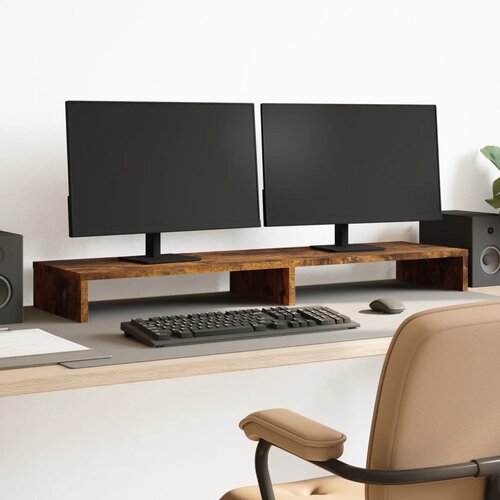 VidaXL Stalak za monitor boja dimljenog hrasta 100x27x10 cm drveni Slike